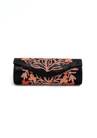 Rose Black Tilla Embroidery Velvet Clutch image 2