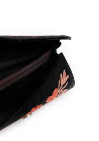 Rose Black Tilla Embroidery Velvet Clutch image 6