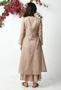 Set of 3: Light Beige Kota Doriya Overlay with Slip and Cotton pallazo image 3