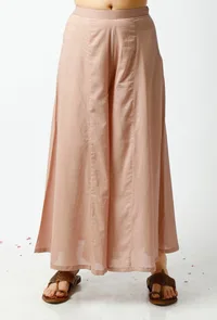 Set of 3: Light Beige Kota Doriya Overlay with Slip and Cotton pallazo image 6