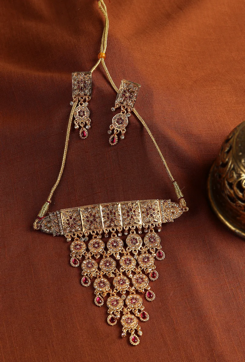 Temple Style Ruby Necklace Set