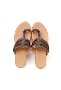 Rusted Orange & Brown Vegan Leather Wedges image 2