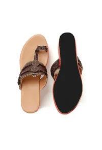 Rusted Orange & Brown Vegan Leather Wedges image 3