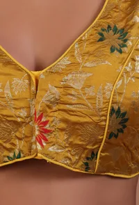 Mustard Yellow Color Raw Silk  Blouse image 5