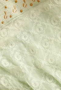 Mint Green Embroidred Chikankari Dupatta image 2