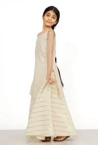 Set of 2: Cream White Cotton Anarkali Kurti with Skirt image 3