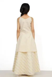 Set of 2: Cream White Cotton Anarkali Kurti with Skirt image 4