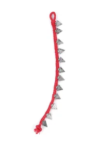 Set Of 2: Shiza Red Thread & Antique Plated Brass Triangular Charm Anklets image 3