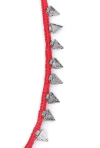Set Of 2: Shiza Red Thread & Antique Plated Brass Triangular Charm Anklets image 4