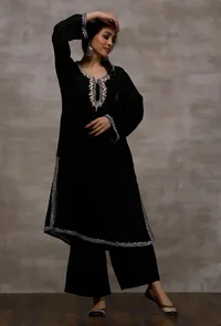 Black Wool Pure Woollen Phiran image 2