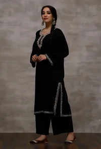 Black Wool Pure Woollen Phiran image 4