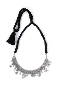 Sneha Silver Black Thread Necklace image 2