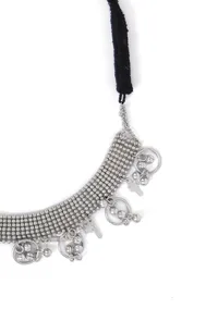 Sneha Silver Black Thread Necklace image 3