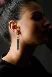 Eva silver plated brass Chain Earrings image 1