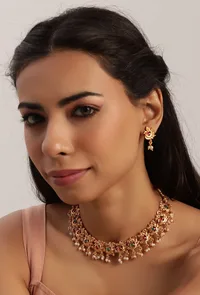 Peacock Inspired Antique Gold Finish Jewellery Set image 1