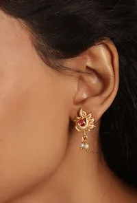 Peacock Inspired Antique Gold Finish Jewellery Set image 2