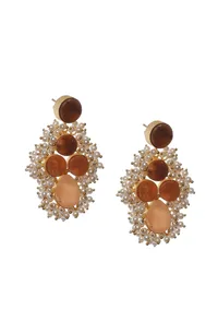 Coral Orange Gold Stone Pearl Earrings image 2