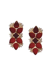 Coral Orange Gold Stone Pearl Earrings image 5