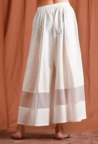 Off White Strip Cotton Palazzo image 2