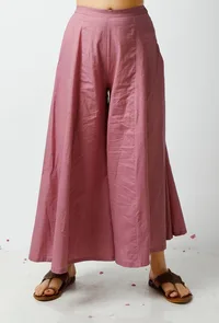 Set of 2: The Angellic Baby Blue Cotton Kurta Matched with Violet Cotton Palazzos image 2