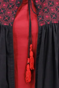 Set of 2: Sleeveless Cape With Maroon Kantha Embroidery &  Maxi Dress image 4