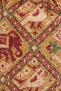 Chhaya Golden & Multi Silk Patola Print Potli With Tassels image 6