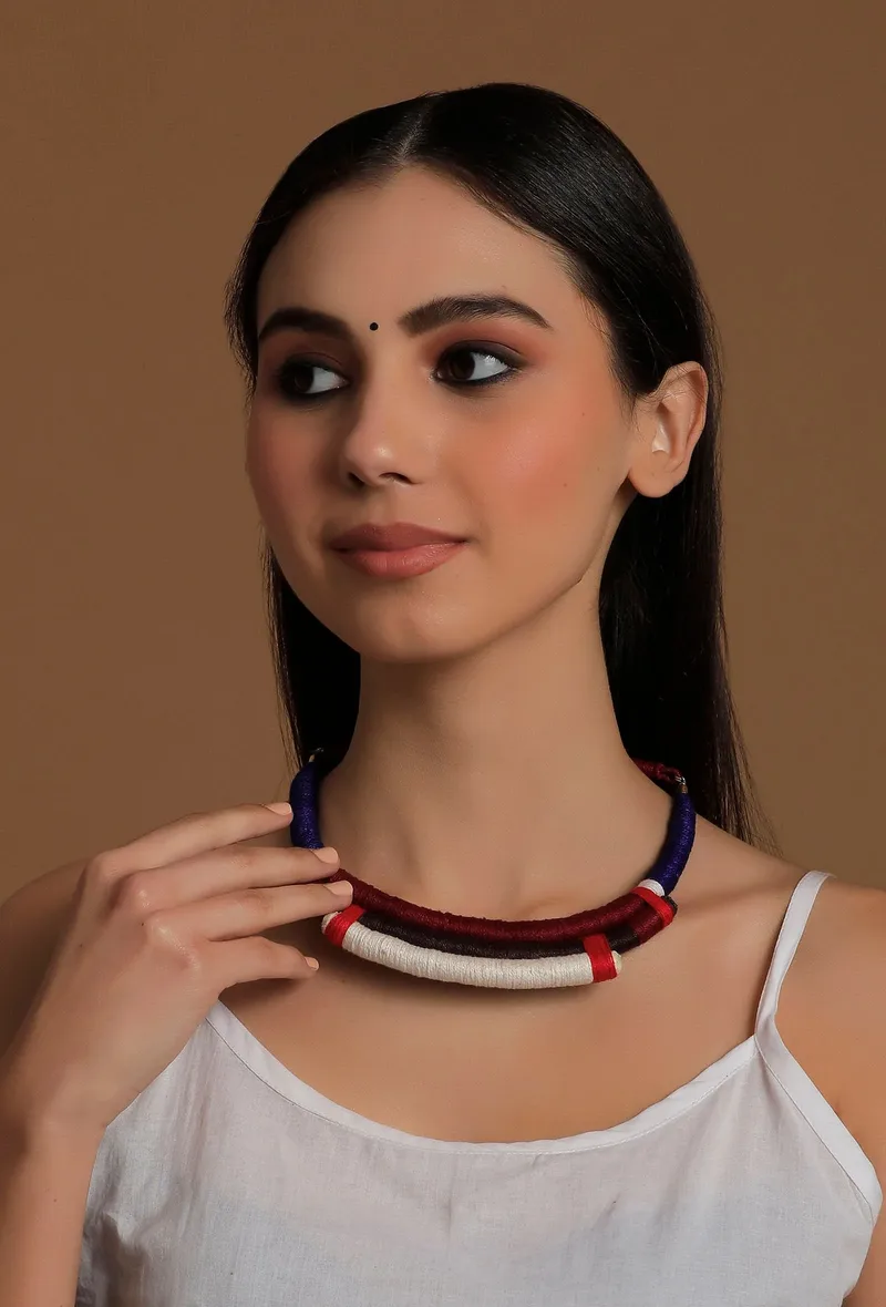 Avery Black Thread Choker Tribal Necklace