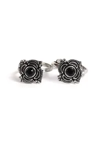 Amara Black Stone German Silver Adjustable Toe Ring image 1