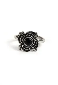 Amara Black Stone German Silver Adjustable Toe Ring image 3