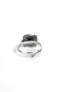Amara Black Stone German Silver Adjustable Toe Ring image 4