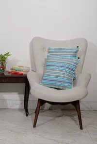 Set of 2: Mint Blue Handcrafted Jacquard Cushion Covers image 1