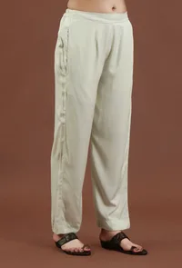 Solid Mint Green Shantoon Straight Fit Ethnic Pant image 2