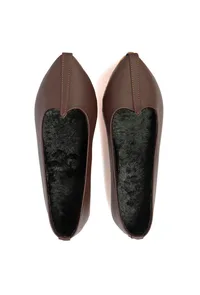 Chocolate Brown Cruelty-Free Leather Juttis image 1