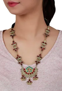 Red German Silver Gold Plated Necklace image 1