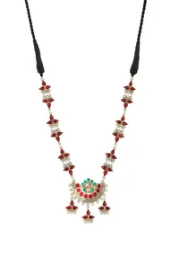 Red German Silver Gold Plated Necklace image 2
