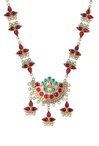 Red German Silver Gold Plated Necklace image 4