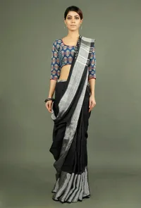 Blue Ajrakh Patchwork Cotton Blouse image 2