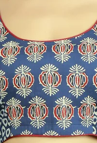 Blue Ajrakh Patchwork Cotton Blouse image 4