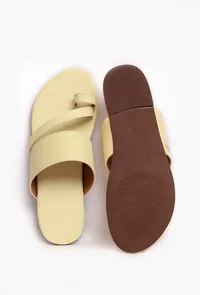 White Cream Cruelty Free Leather Sliders image 2