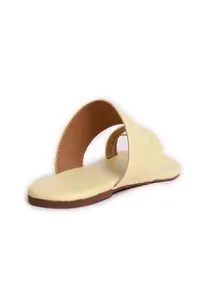 White Cream Cruelty Free Leather Sliders image 5