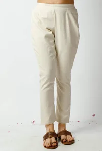The Icandescent Off White Cotton Pant image 1