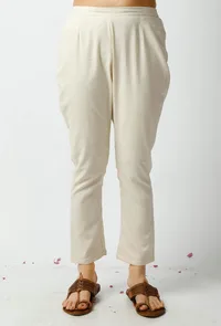 The Icandescent Off White Cotton Pant image 2