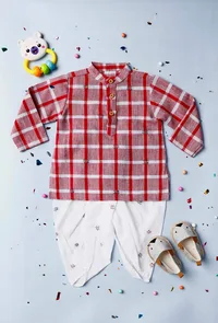 Set of 2-Gamcha Dhoti Kurta Set image 1