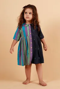 Blue Striped Flared Dress image 2