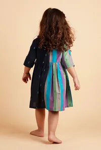 Blue Striped Flared Dress image 3