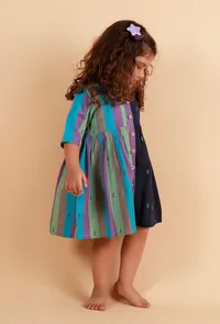 Blue Striped Flared Dress image 4