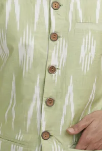 Lemon Green Ikat Nehru Jacket image 6