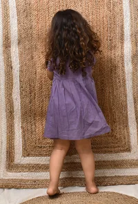 Set Of 2: Mauve Mul Mul Kurta With Shorts image 4