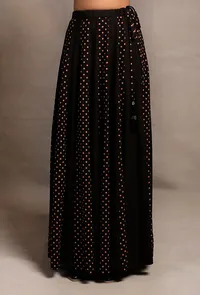Black Hand Block Printed Kalidar Long Skirt image 1