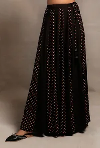 Black Hand Block Printed Kalidar Long Skirt image 2